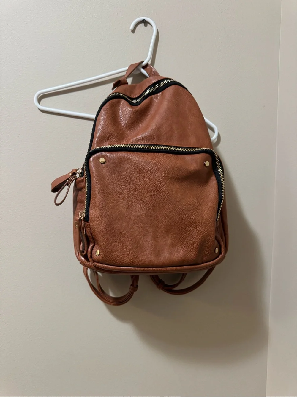 Madison West Brown Faux Leather Backpack
